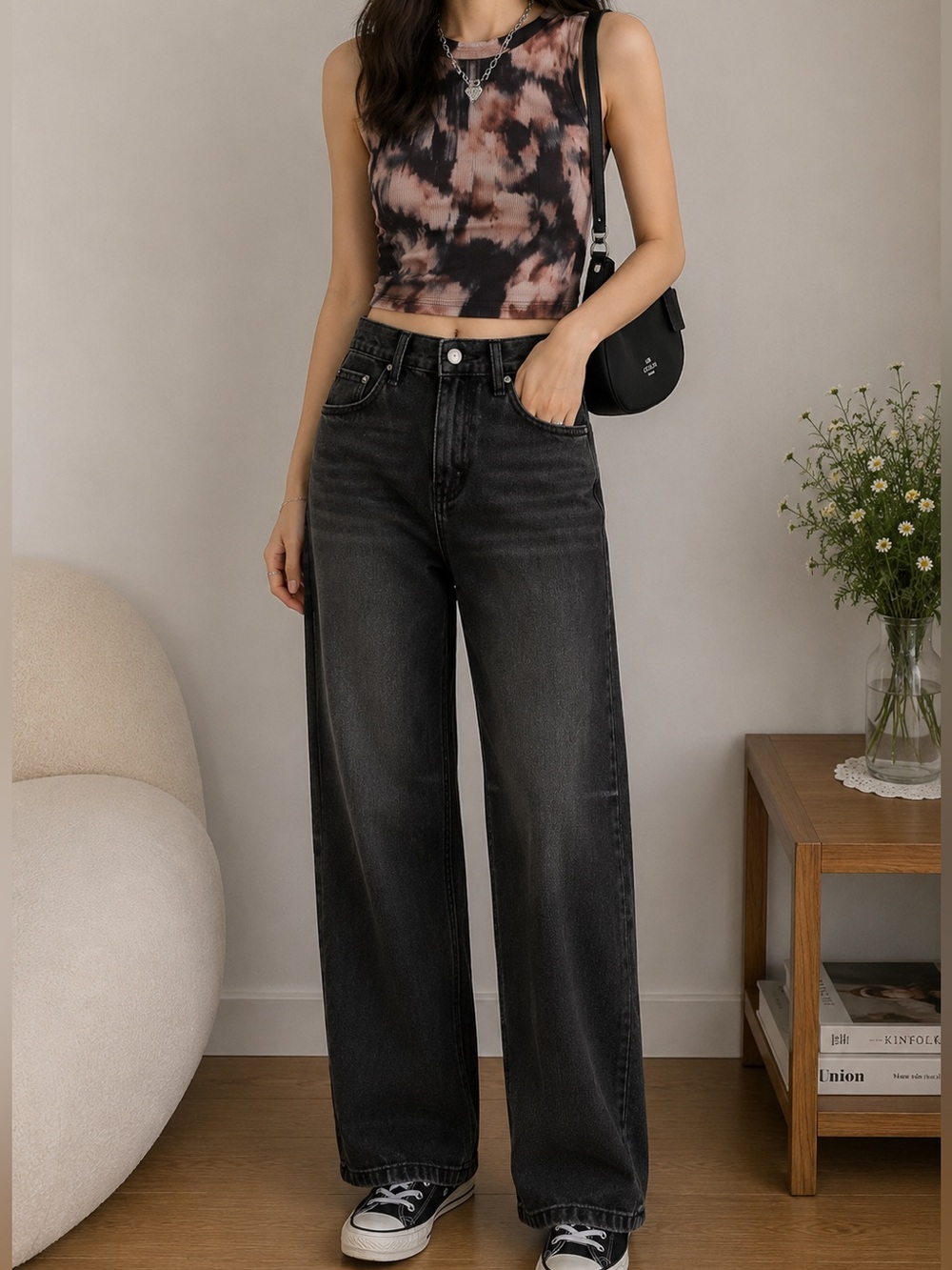Abercrombie & Fitch Tie-Dye Ribbed Cropped Camisole - Black & Pink